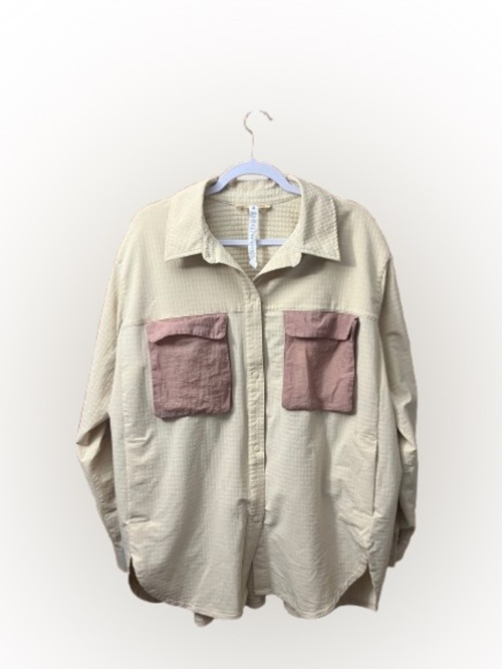 Lululemon Grid Fleece Hiking Overshirt in Prosecco / Pink Clay